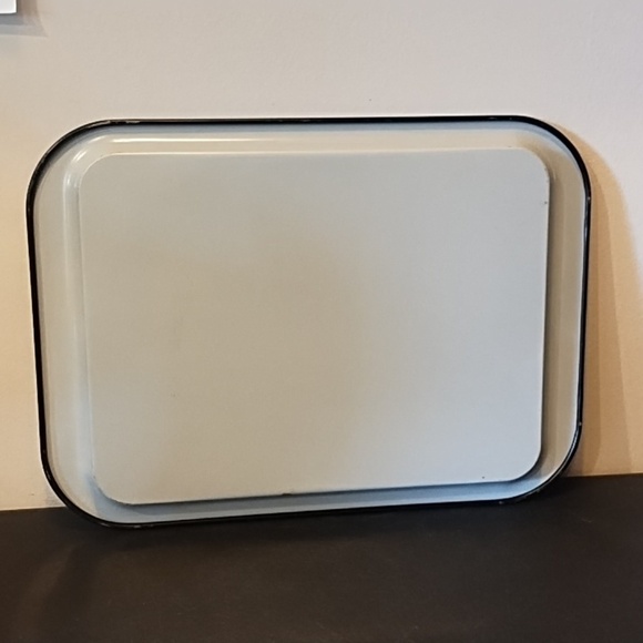 Black Tole Serving Tray Floral Metal Toleware Hand Painted Vintage - Picture 6 of 6